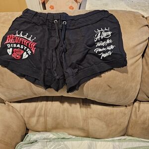 Black 'Beautiful Disaster' Graphic Athletic Lounge Shorts